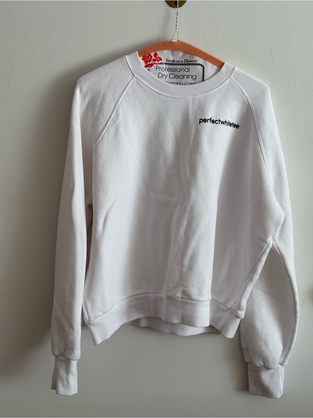 perfectwhitetee Off-White Crewneck Logo Sweatshirt